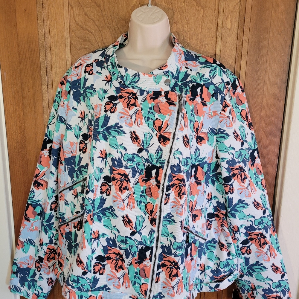 TWIGGY LONDON MOTO Floral Denim Jacket 3X